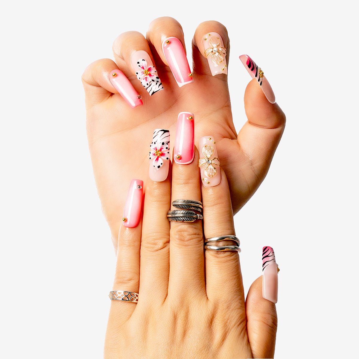 Soft Bloom Square Press-On Nails