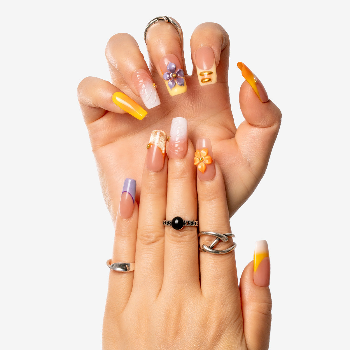 Golden Sunset Square Press-On Nails