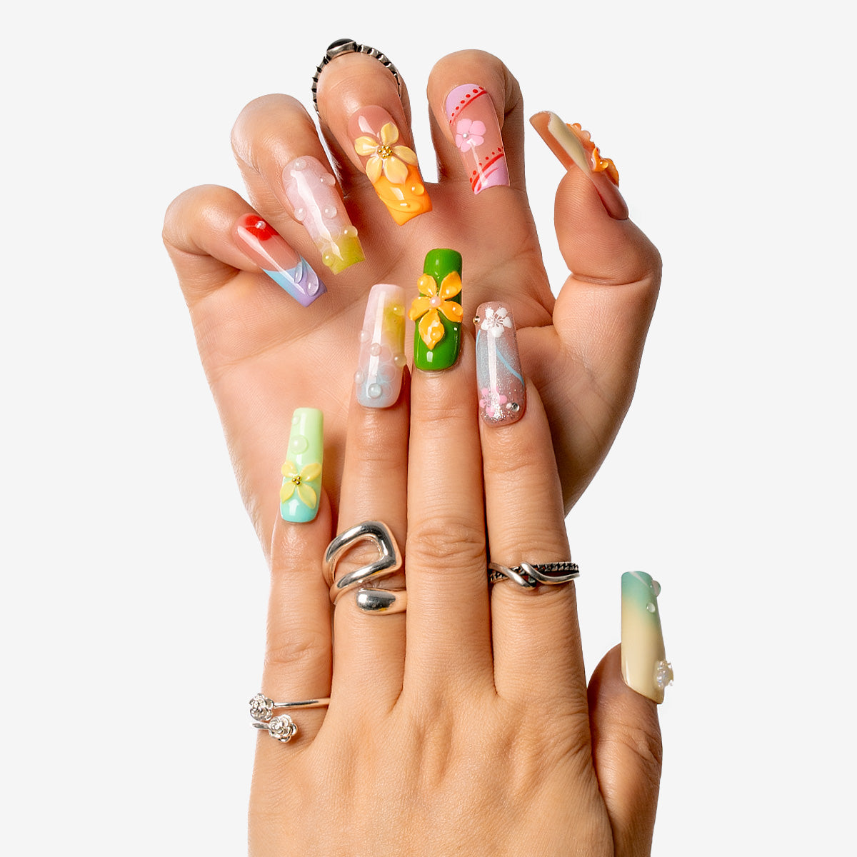 Tropical Garden Coffin Press-On Nails