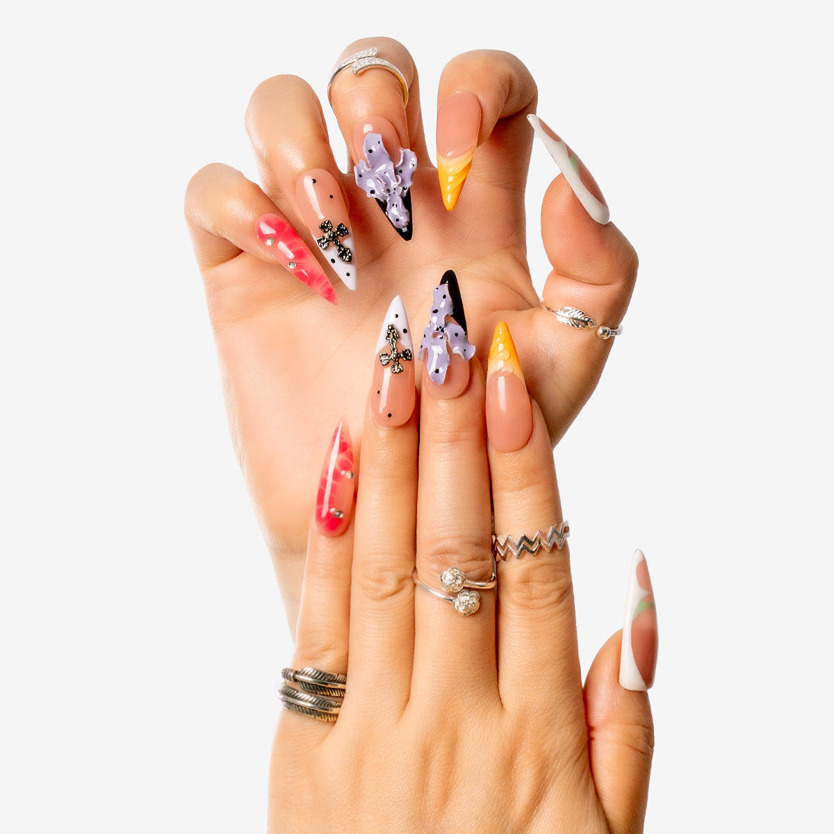 Mystic Petals Stiletto Press-On Nails