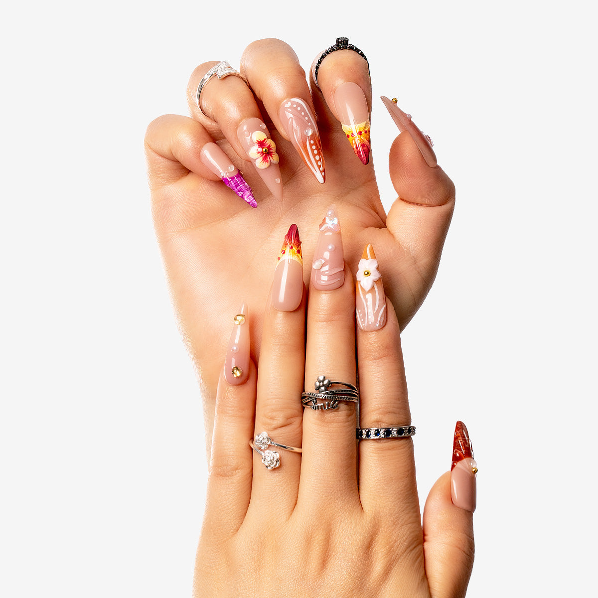 Sunset Bloom Stiletto Press-On Nails