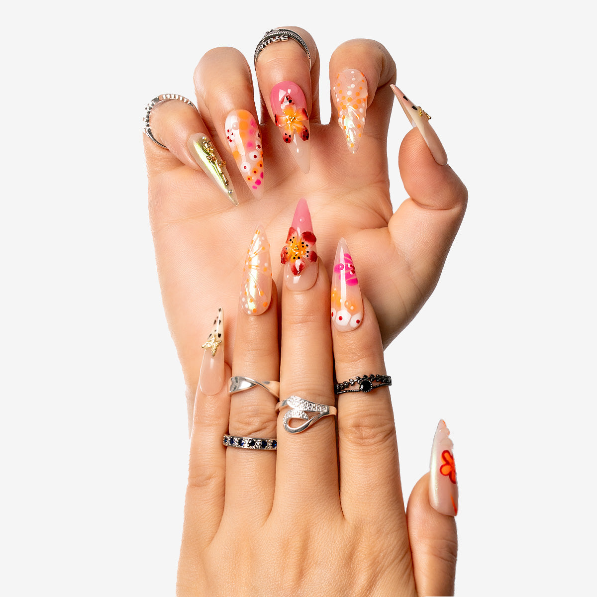 Spring Flora Stiletto Press-On Nails