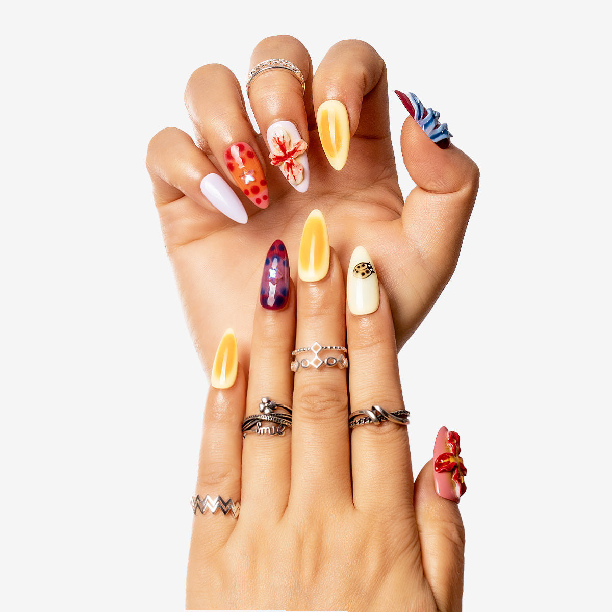 Playful Garden Almond Press-On Nails