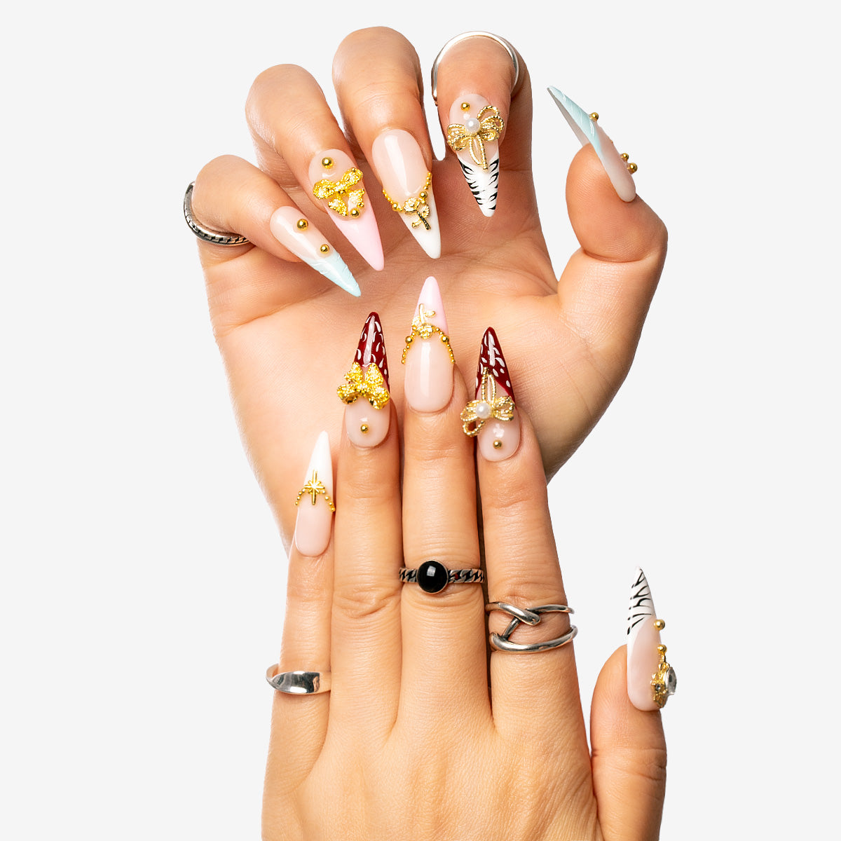 Golden Elegance Stiletto Press-On Nails