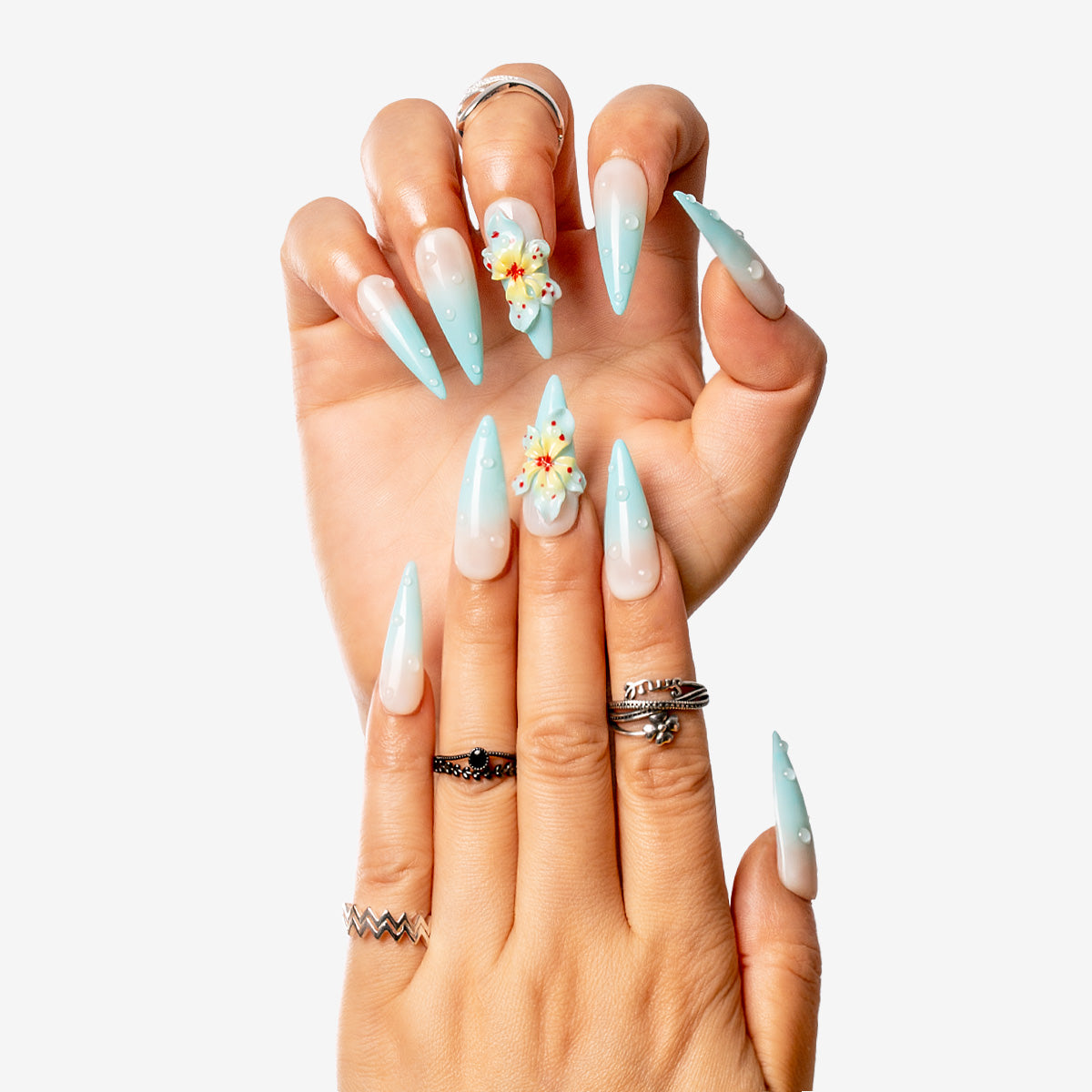 Ocean Breeze Stiletto Press-On Nails