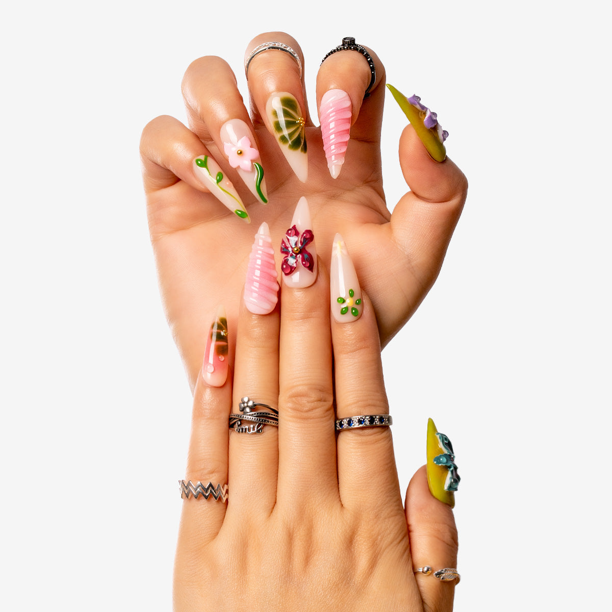 Forest Bliss Stiletto Press-On Nails