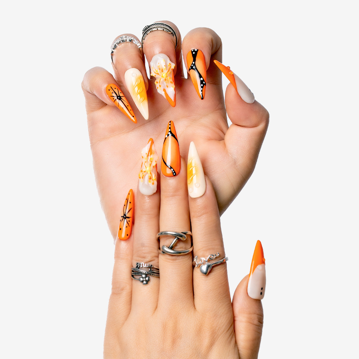 Orange Monarch Stiletto Press-On Nails