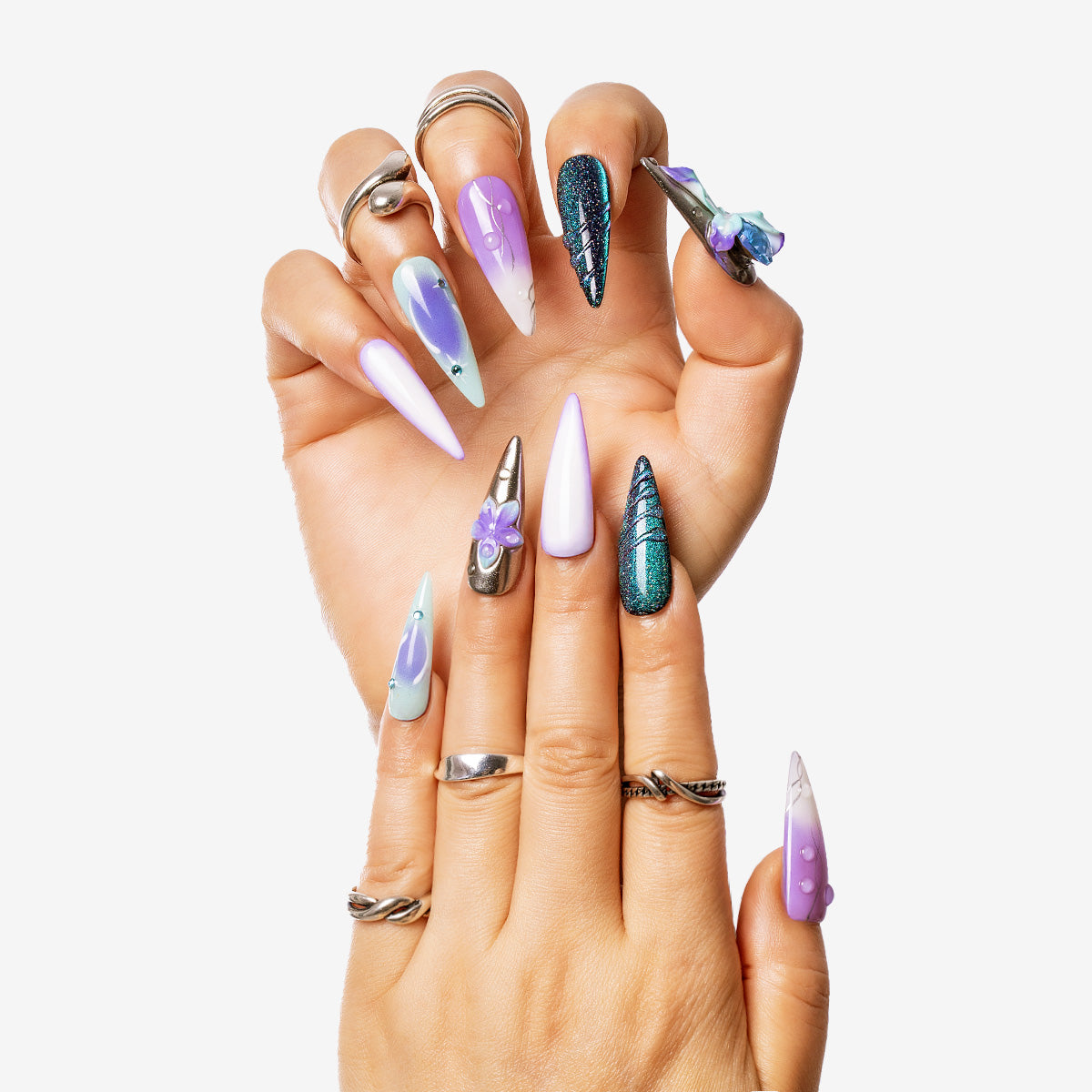 Lavender Glitter Stiletto Press-On Nails