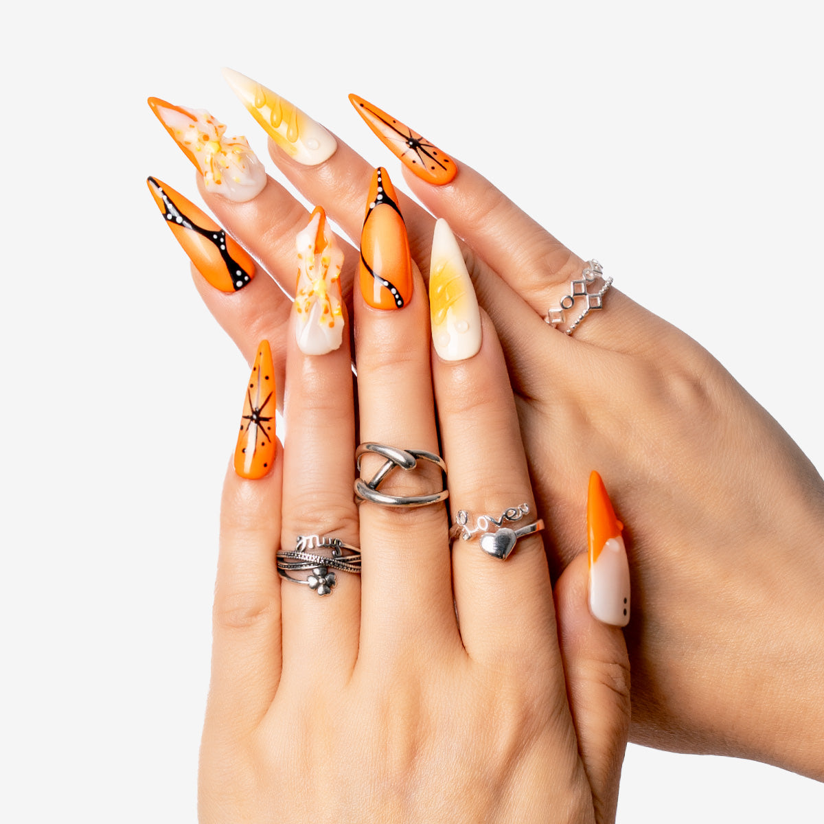 Orange Monarch Stiletto Press-On Nails