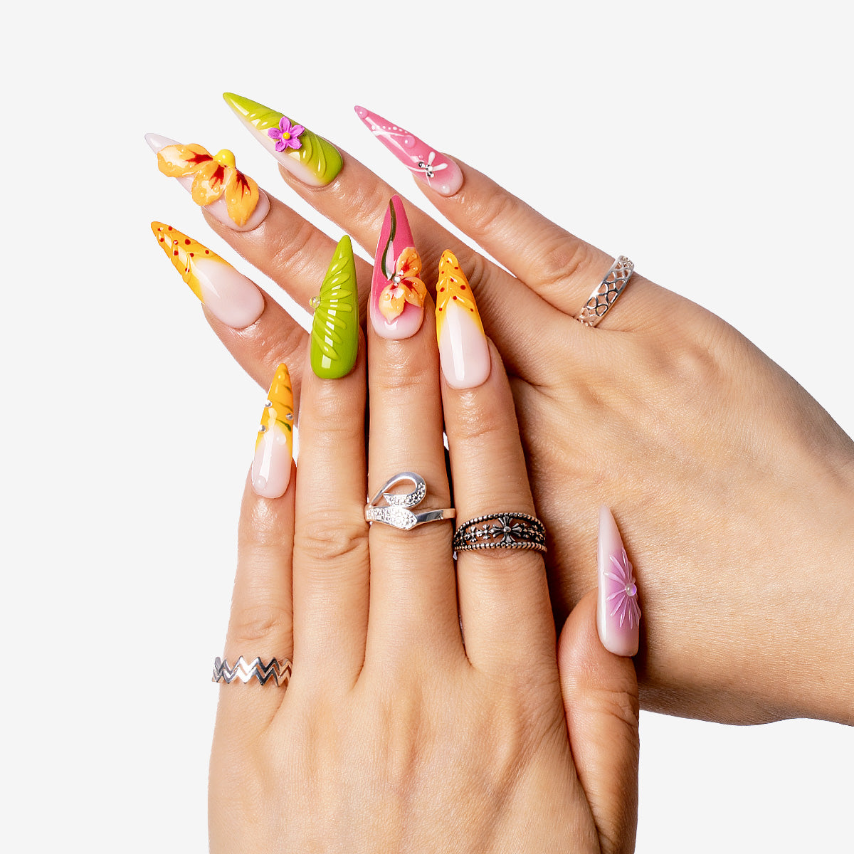 Blooming Paradise Multicolor Stiletto Press-On Nails