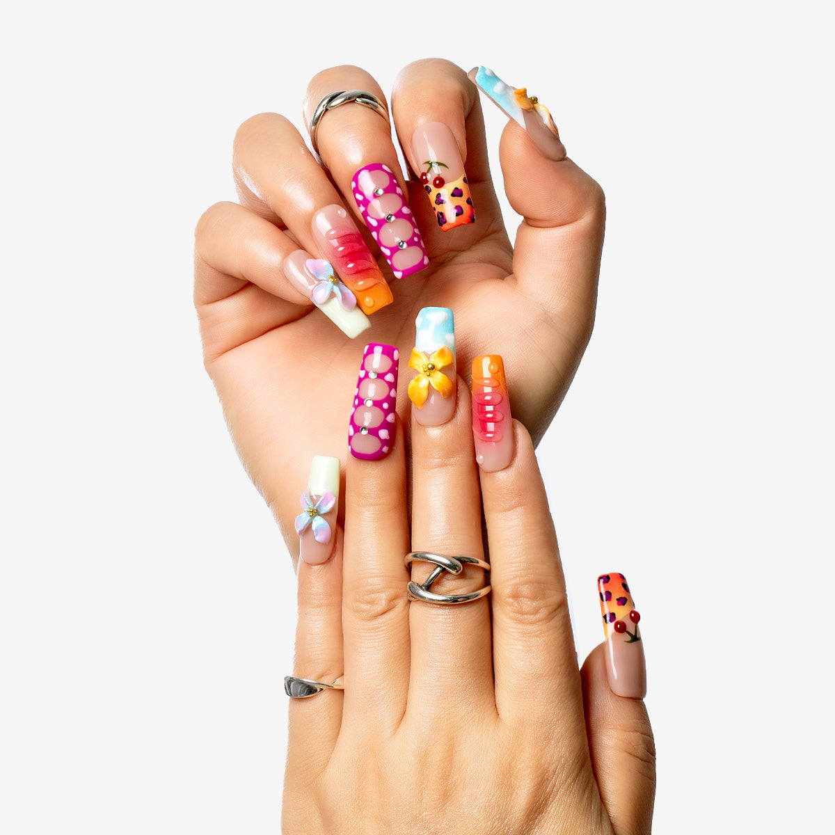 Spring Blossom Square Press-On Nails