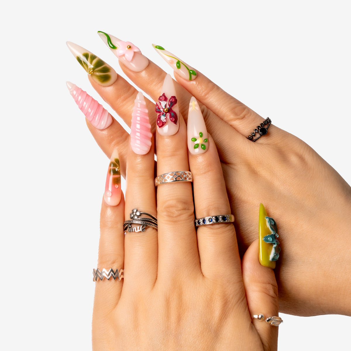 Forest Bliss Stiletto Press-On Nails