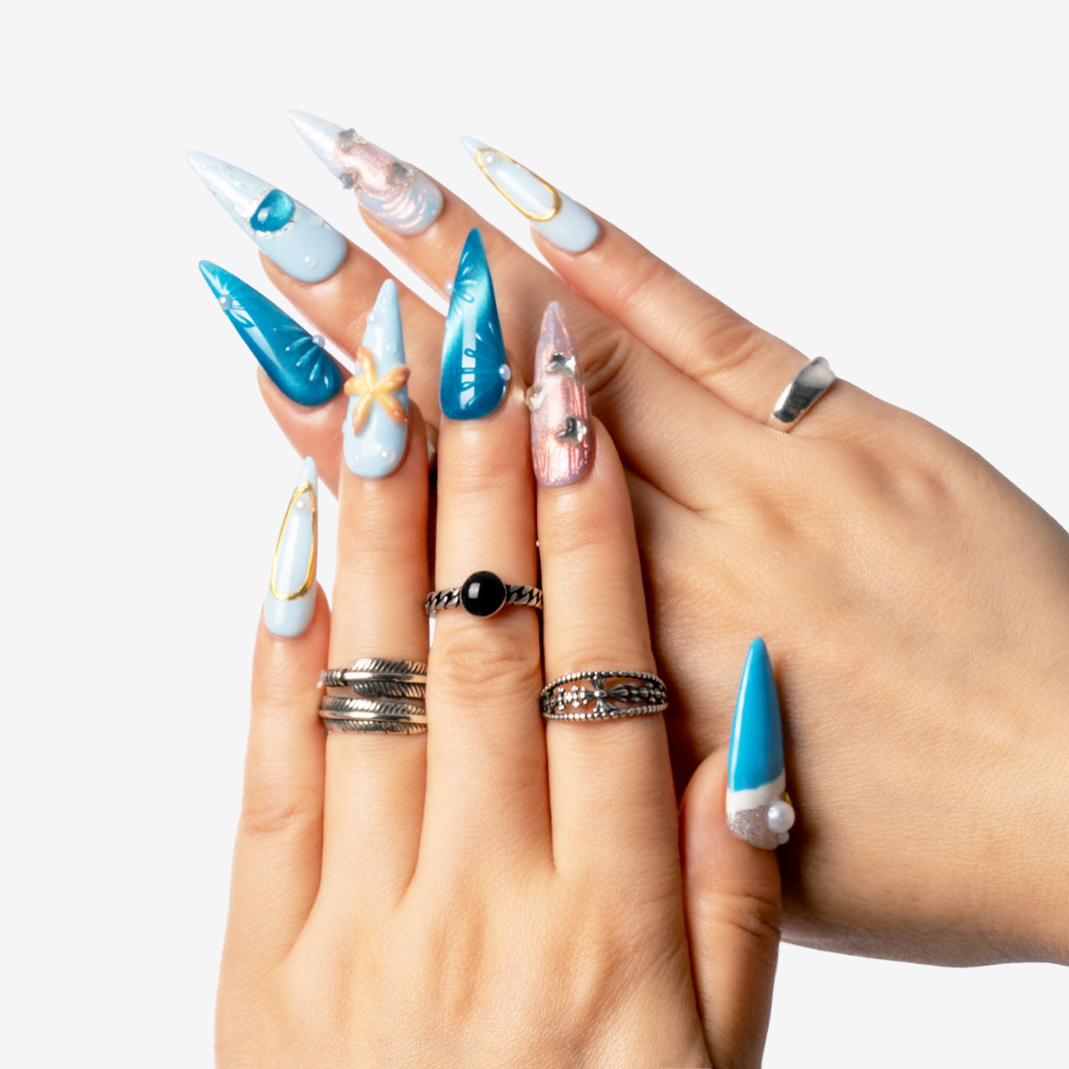 Oceanic Glow Stiletto Press-On Nails