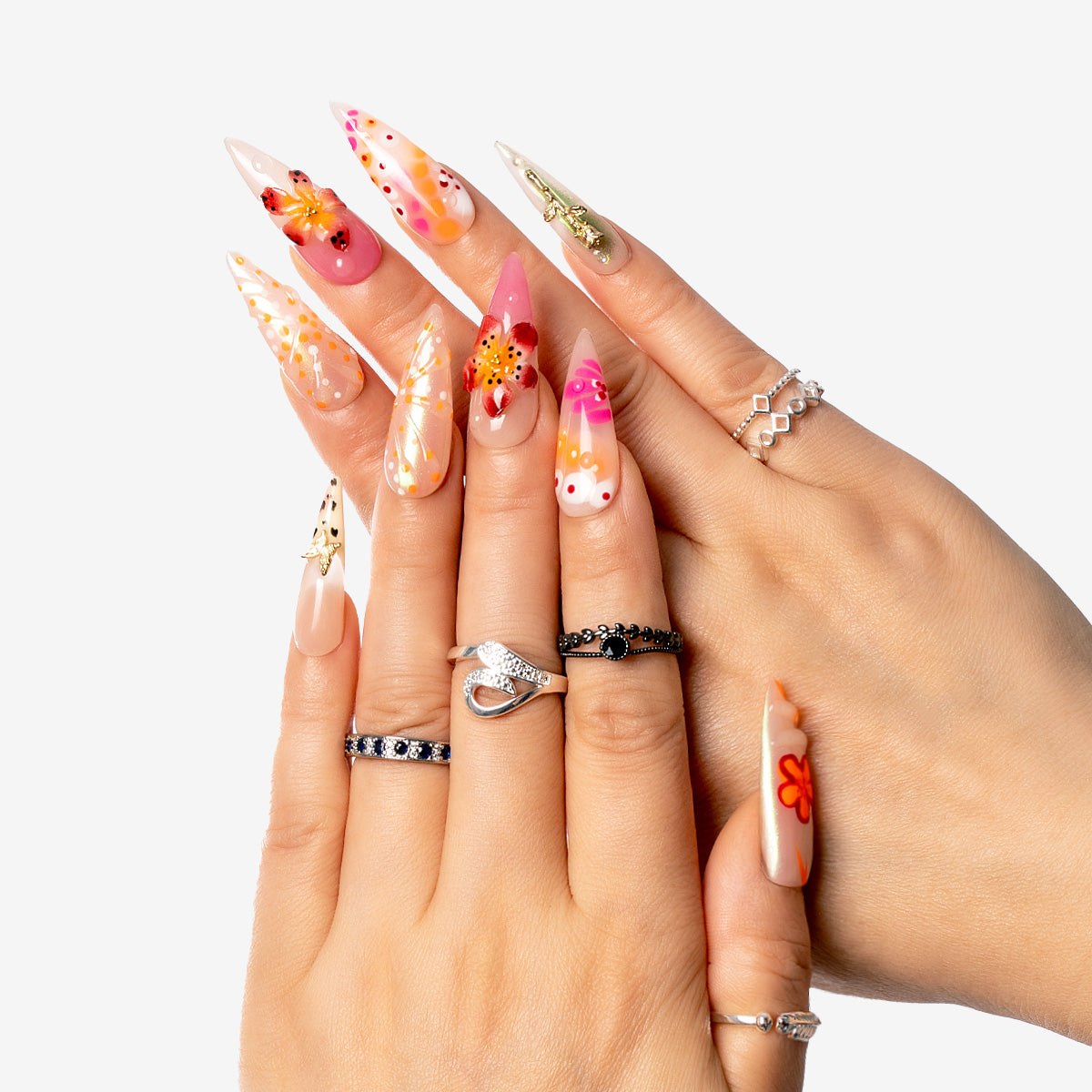 Spring Flora Stiletto Press-On Nails