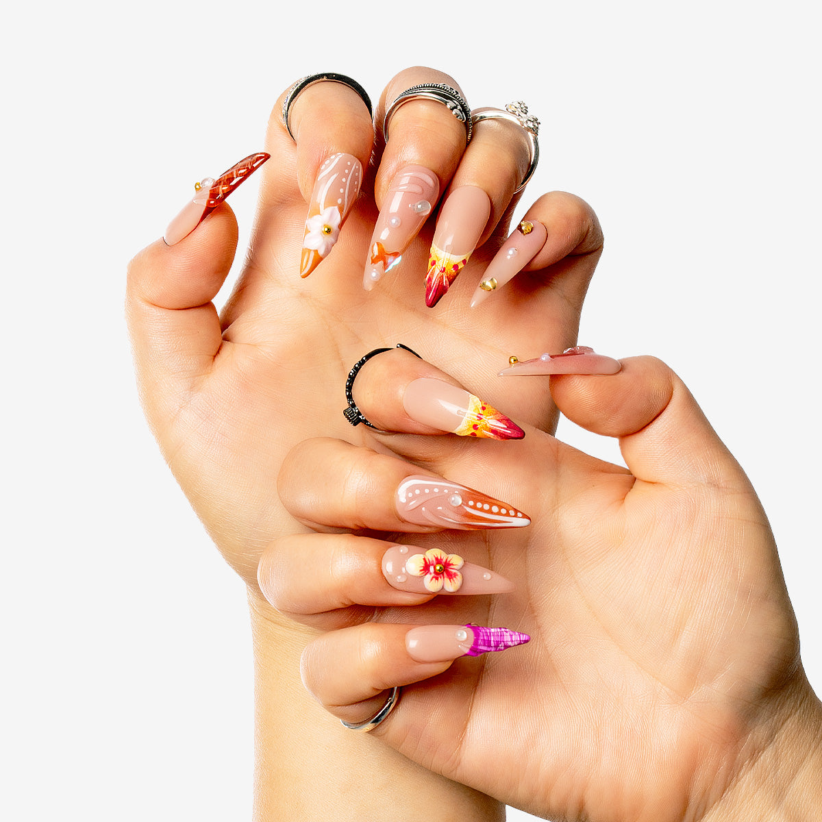 Sunset Bloom Stiletto Press-On Nails