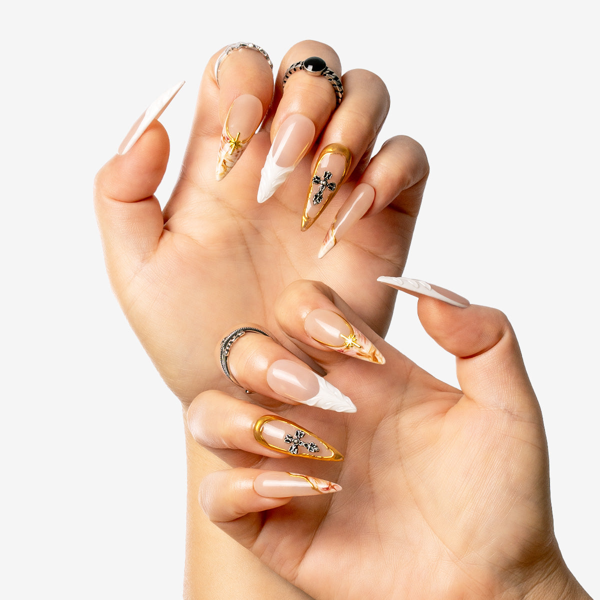 Graceful Cross Stiletto Press-On Nails