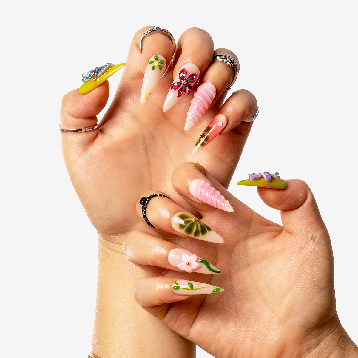 Forest Bliss Stiletto Press-On Nails