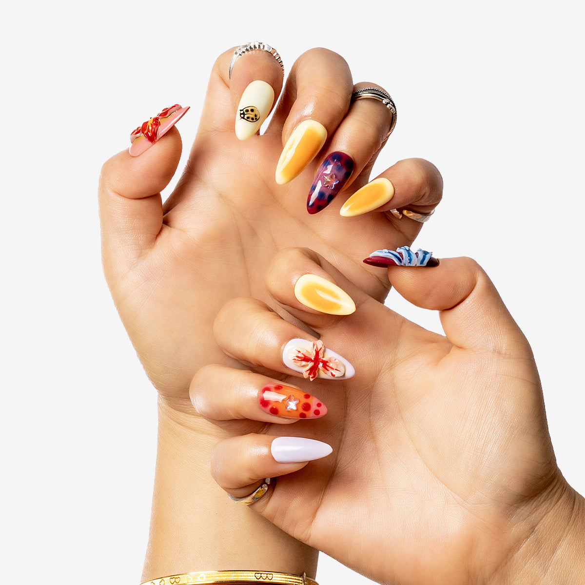 Playful Garden Almond Press-On Nails