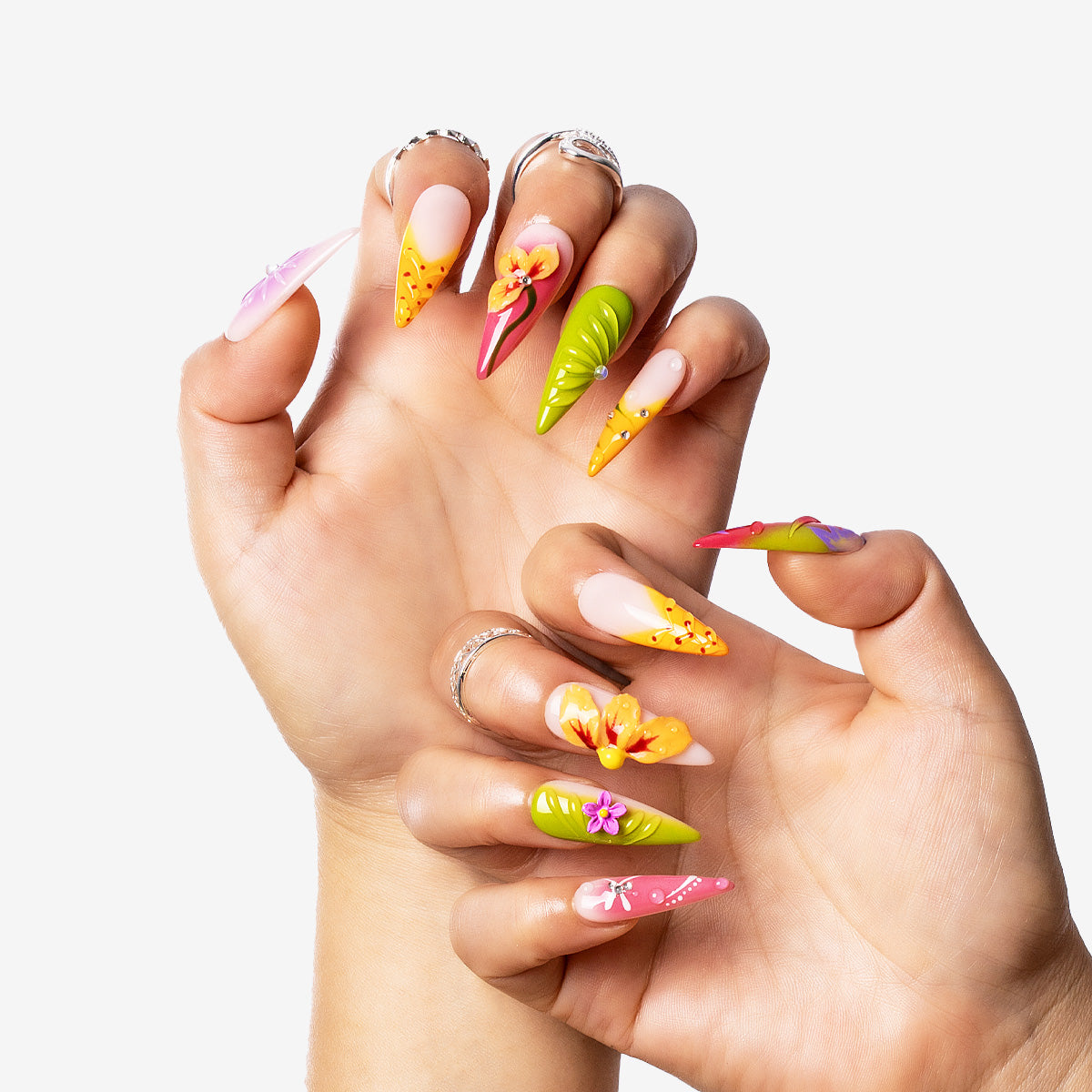 Blooming Paradise Multicolor Stiletto Press-On Nails