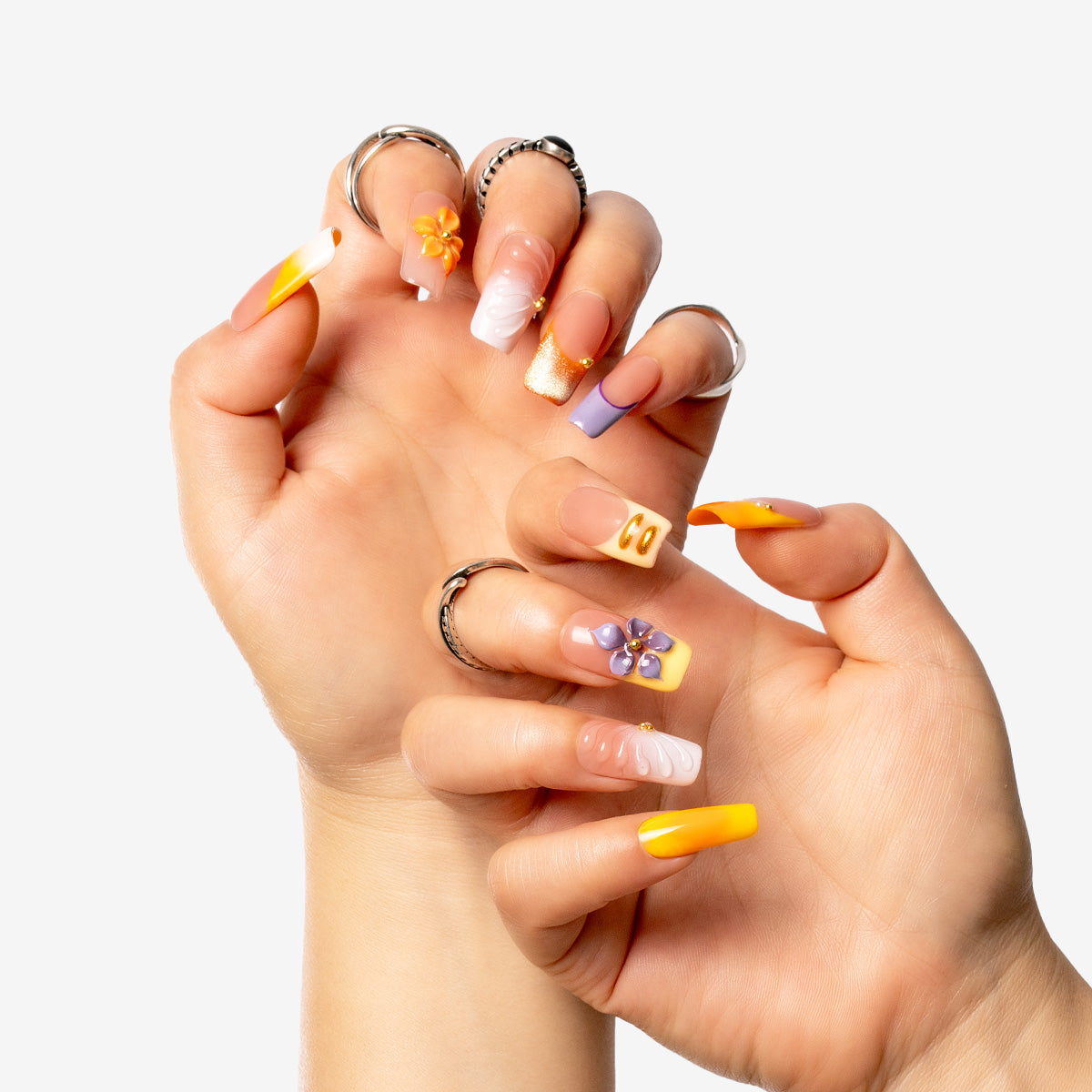 Golden Sunset Square Press-On Nails