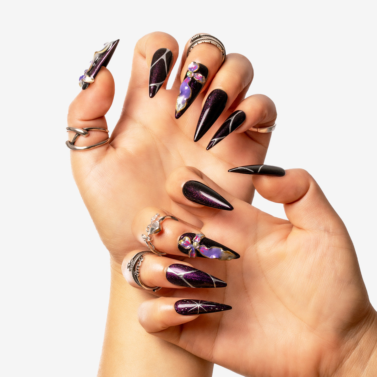 Galaxy Orchid Stiletto Press-On Nails