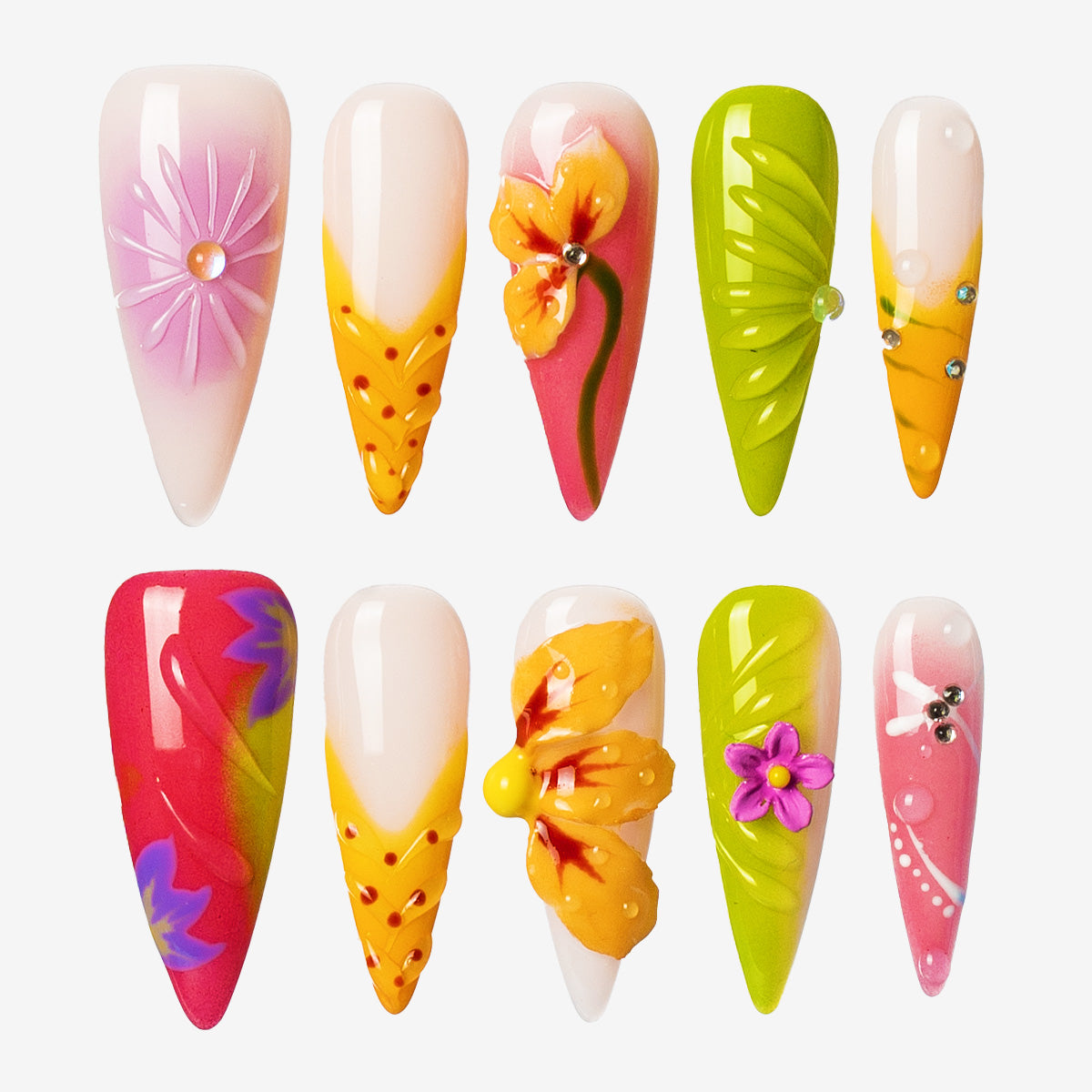 Blooming Paradise Multicolor Stiletto Press-On Nails