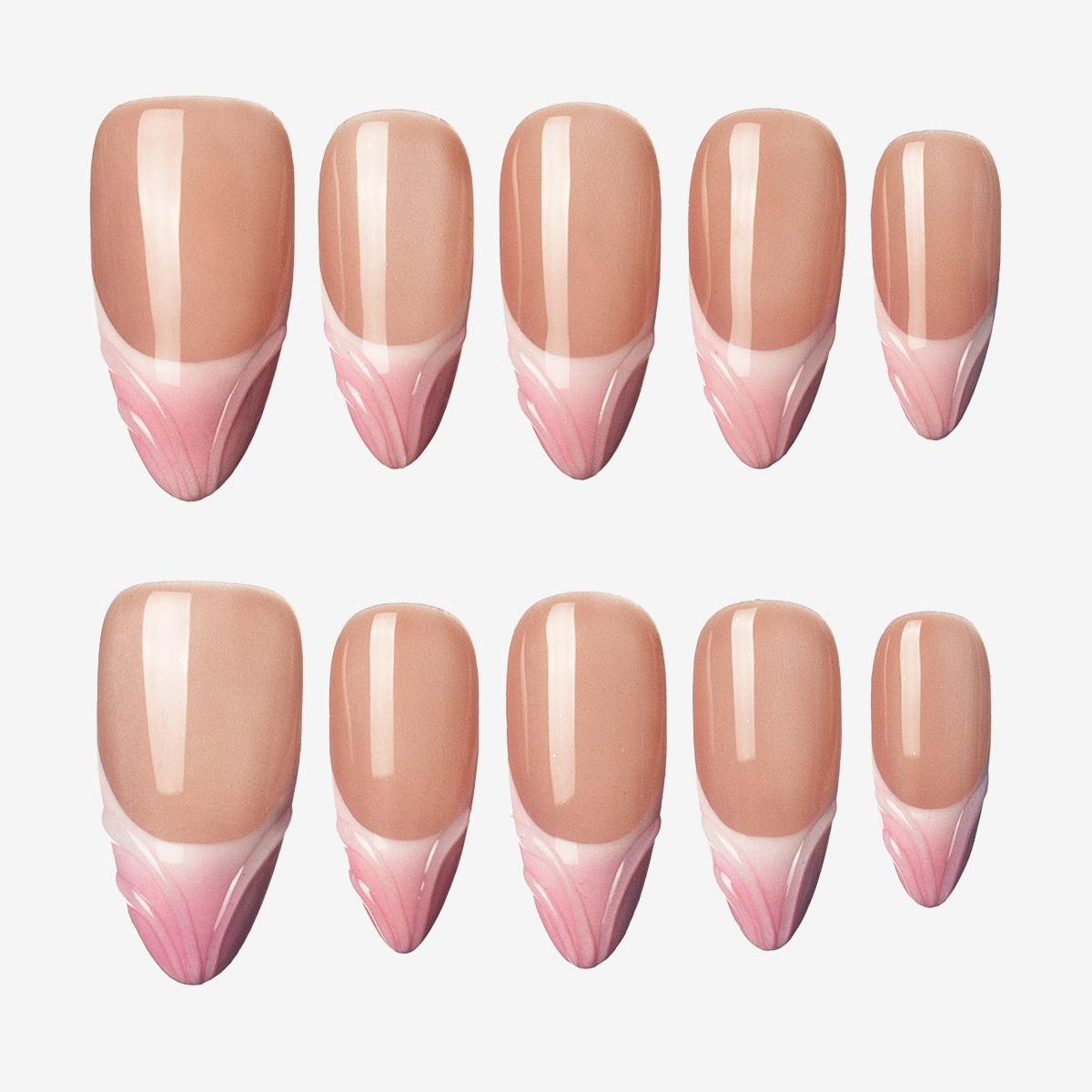 Blush Wave Almond Press-On Nails