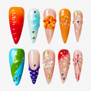 Bright Floral Mix Stiletto Press-On Nails