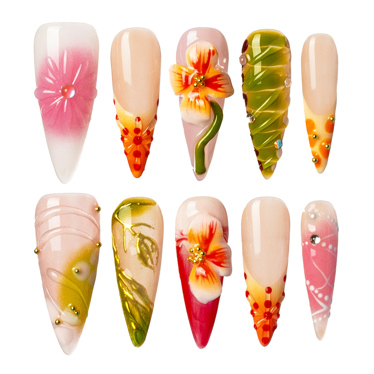 Garden Whisper Stiletto Press-On Nails