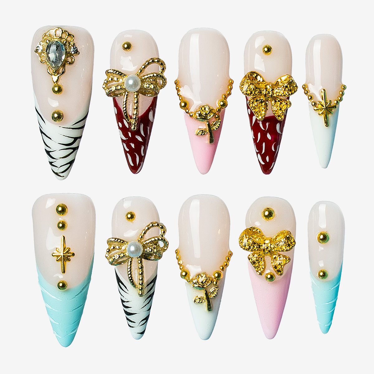 Golden Elegance Stiletto Press-On Nails