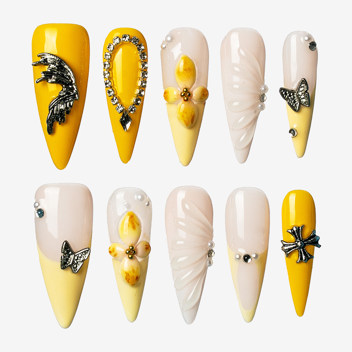 Golden Sunshine Stiletto Press-On Nails