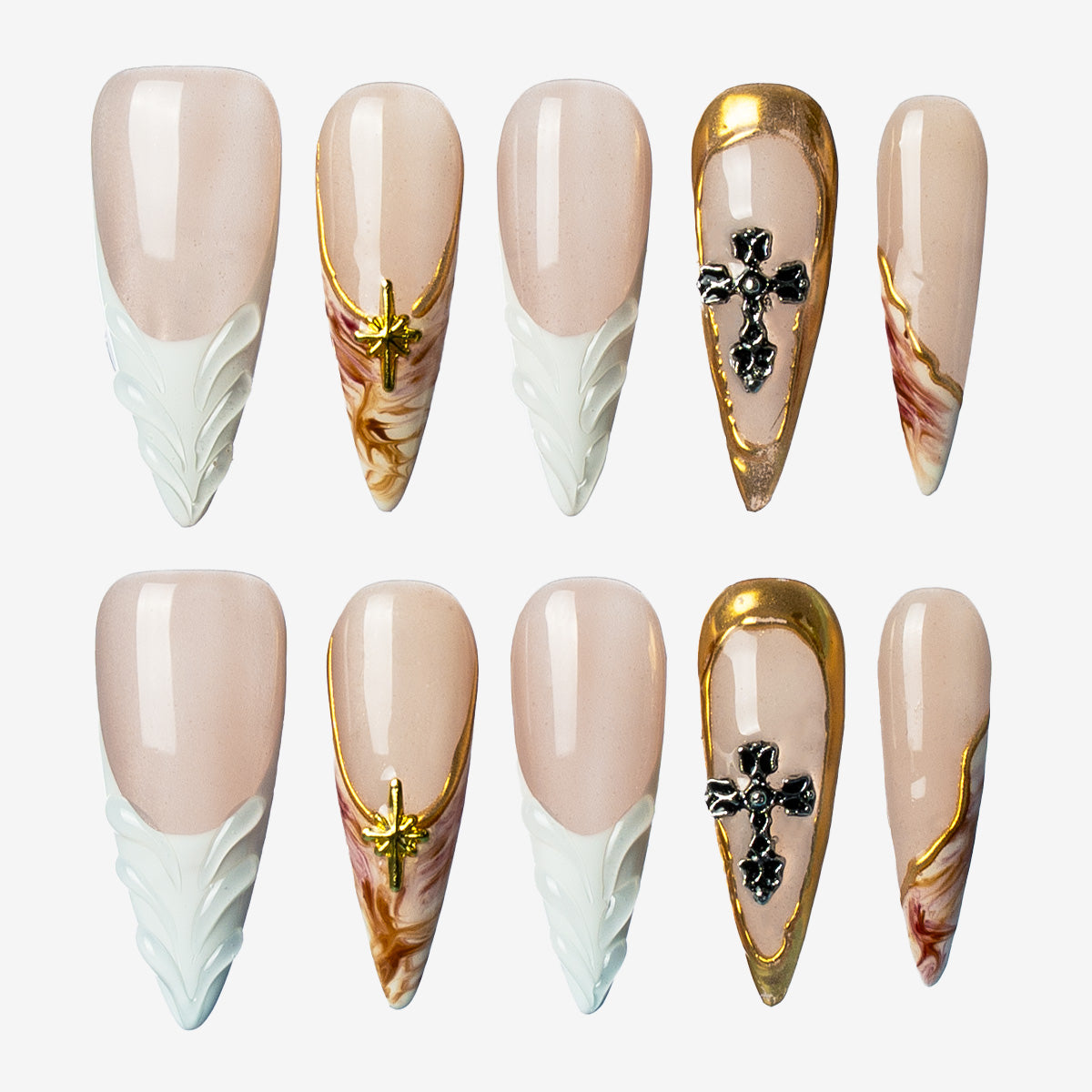 Graceful Cross Stiletto Press-On Nails