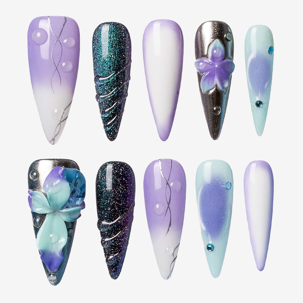 Lavender Glitter Stiletto Press-On Nails