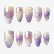 Lavender Pearl Fantasy – Almond Press-On Nails
