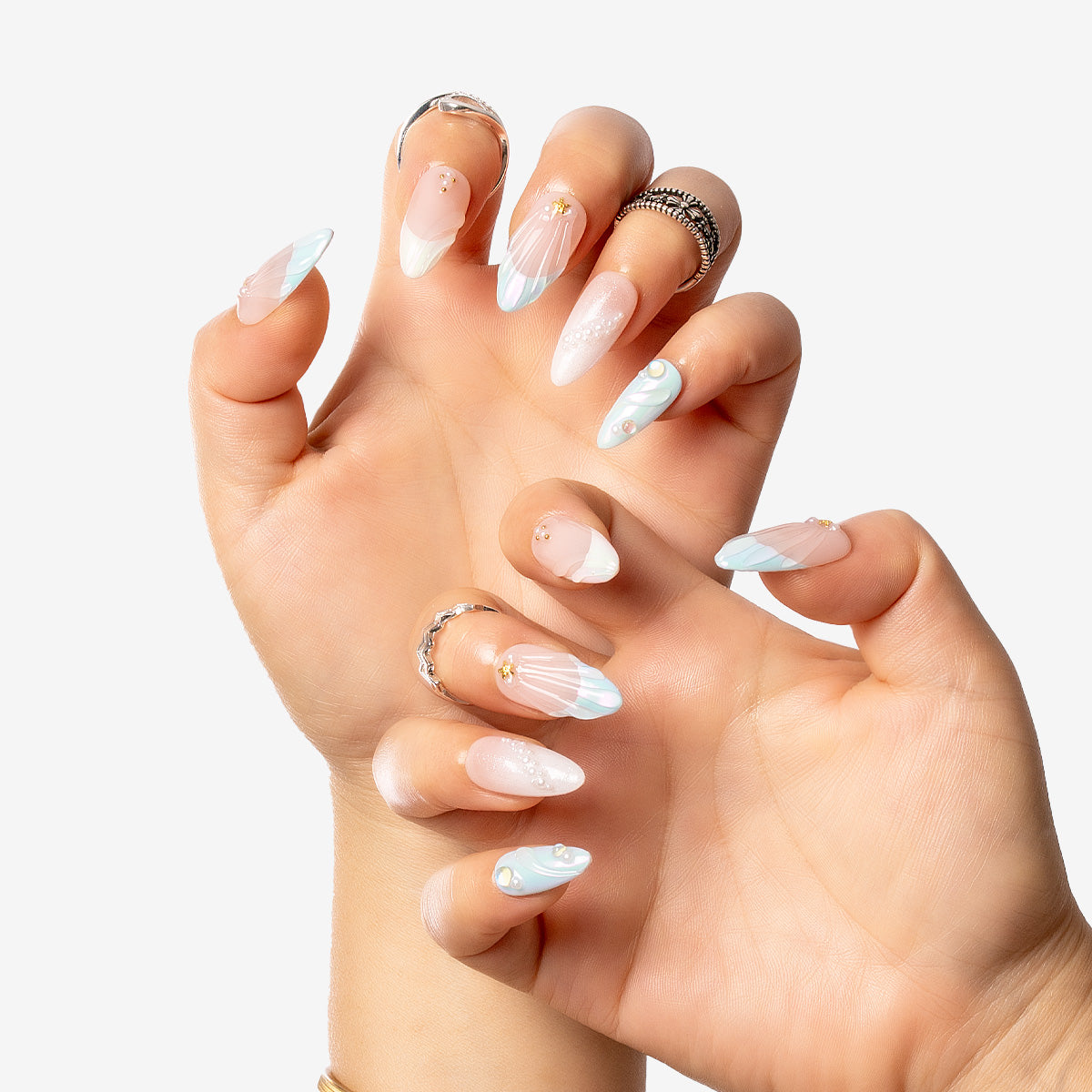 Mermaid Shell Almond Press-On Nails