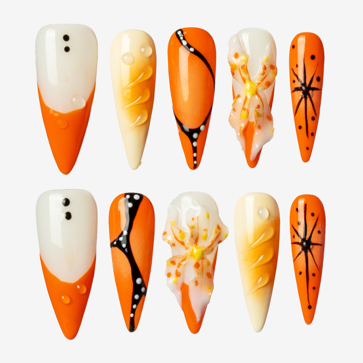 Orange Monarch Stiletto Press-On Nails