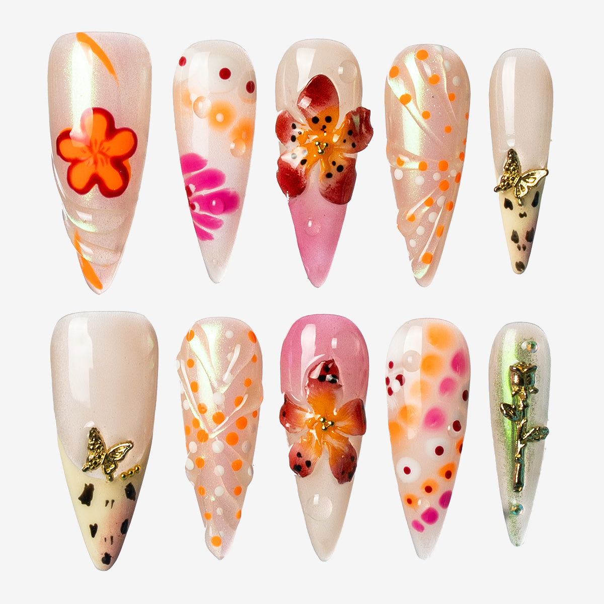 Spring Flora Stiletto Press-On Nails