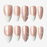 Pearl Glaze Almond French Nails