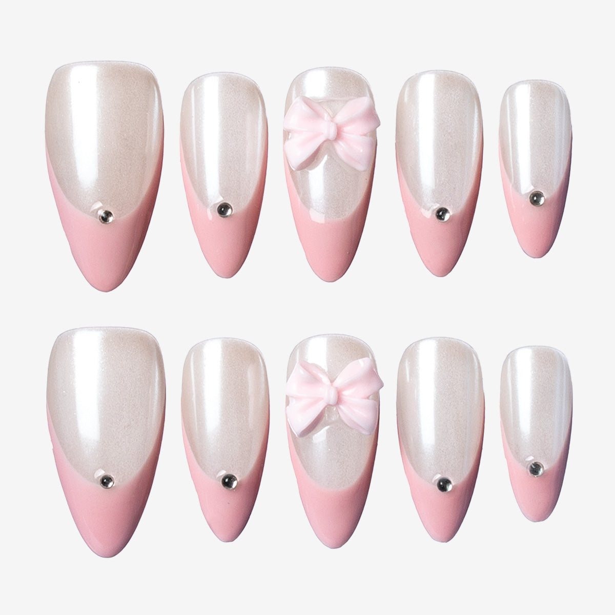 Pink Bow Almond Press-On Nails