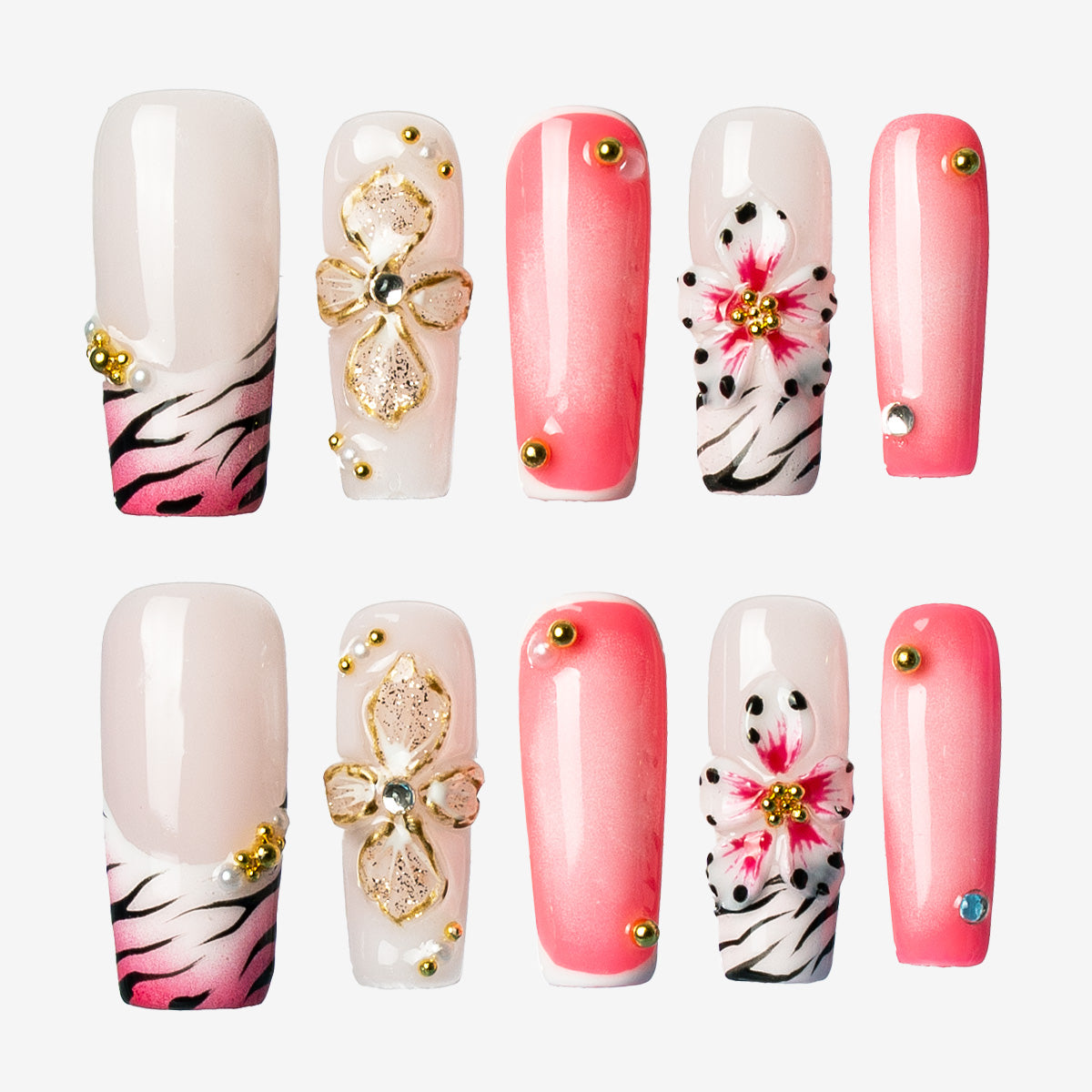 Soft Bloom Square Press-On Nails