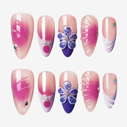 Purple Blossom Almond French Nails