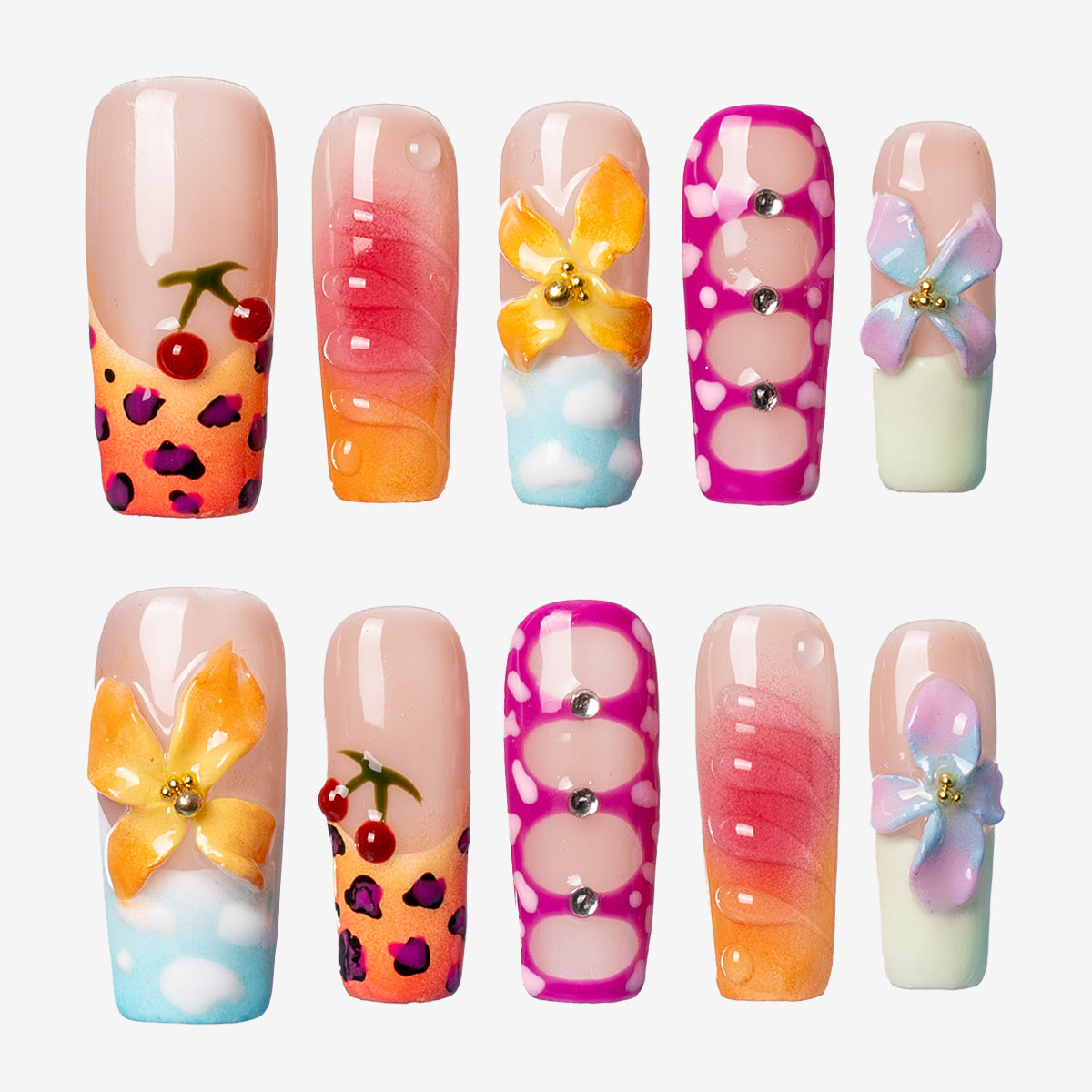 Spring Blossom Square Press-On Nails
