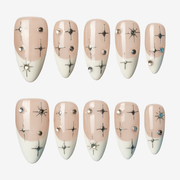 Starlight Nude Almond French Nails