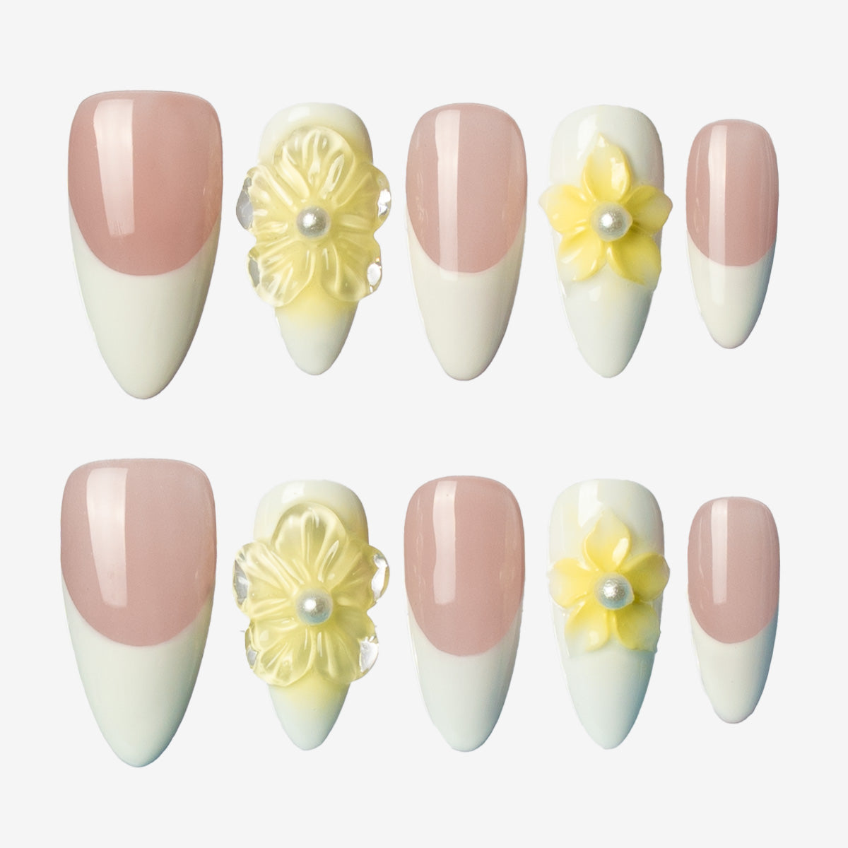 Sunny Daisy Almond Press-On Nails
