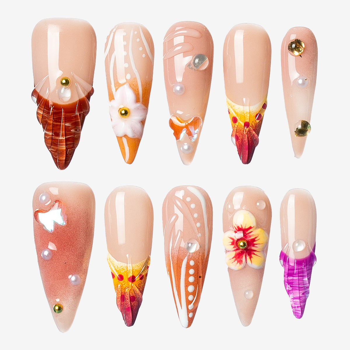 Sunset Bloom Stiletto Press-On Nails
