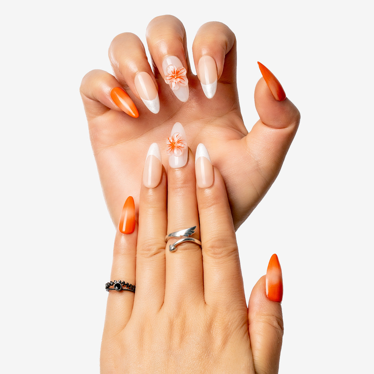 Sunset Floral Almond Press-on Nails