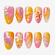 Tropical Bloom Almond Press-On Nails