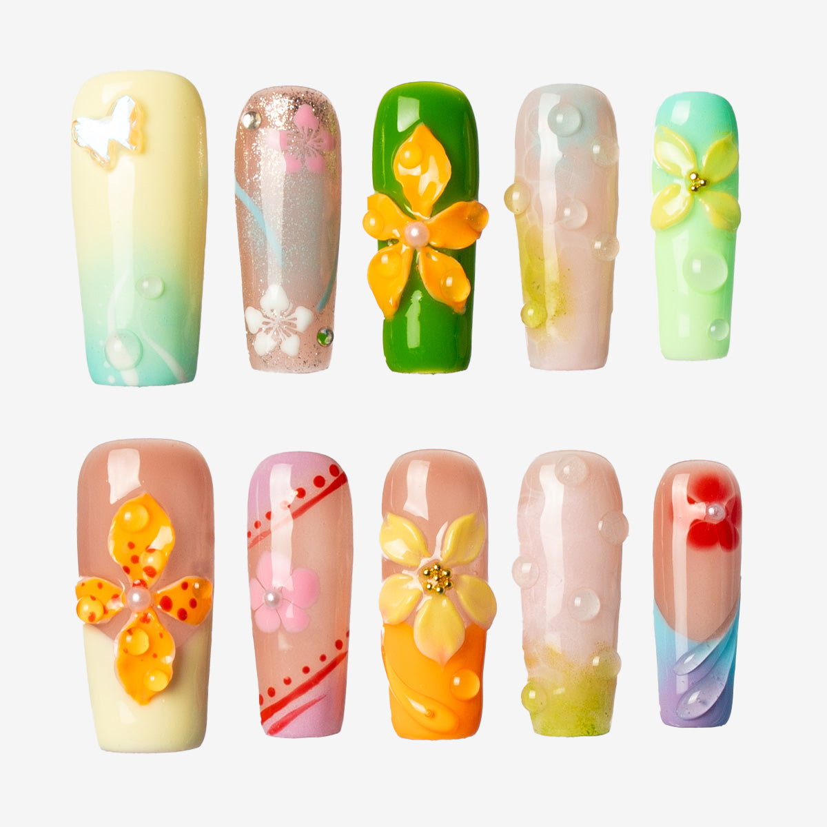Tropical Garden Coffin Press-On Nails