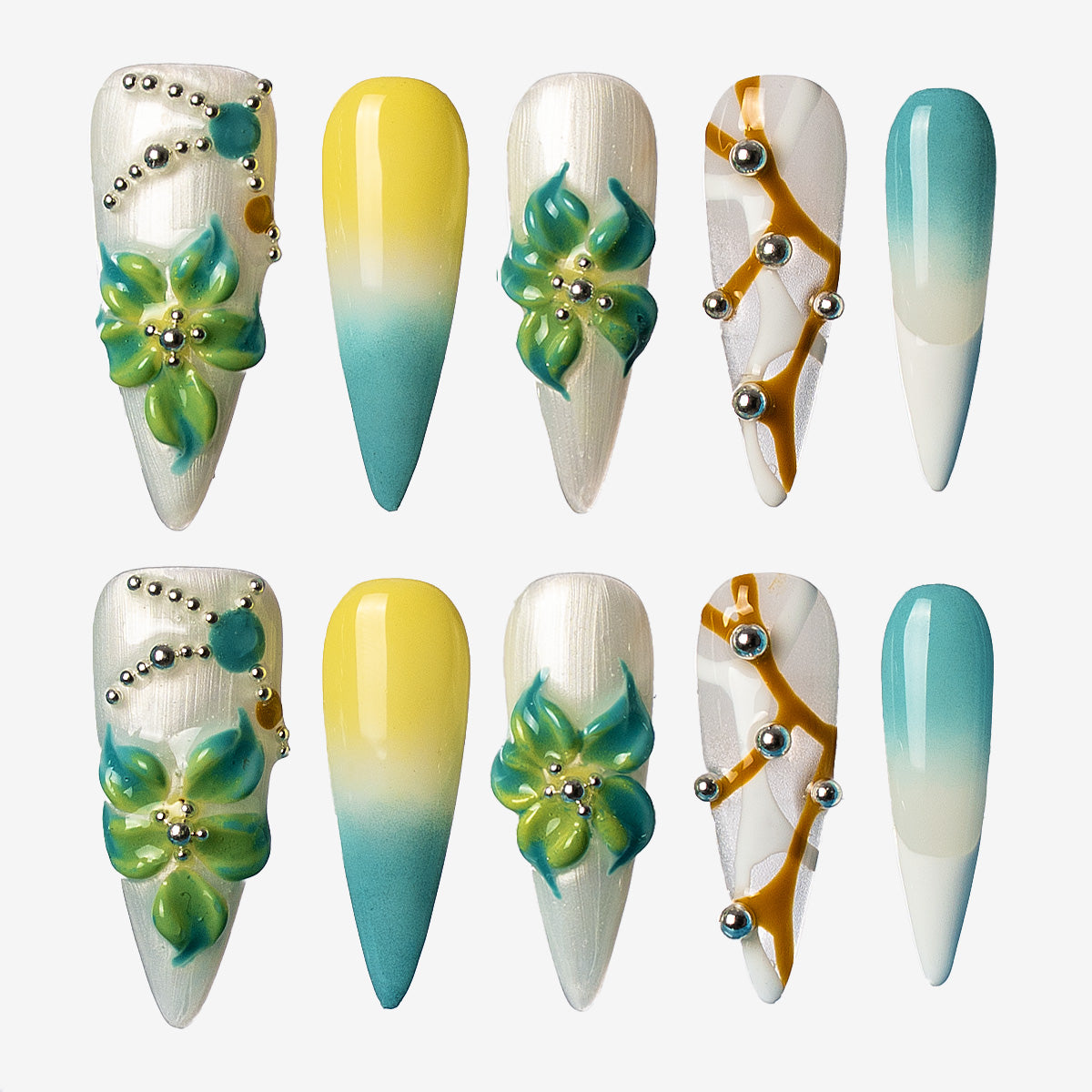 Tropical Petals Stiletto Press-On Nails