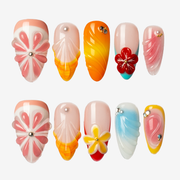 Tropical Sunset Blossom Almond Press-On Nails